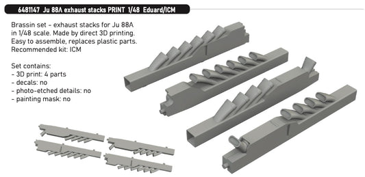 Eduard Brassin 6481147 1:48 Junkers Ju-88A exhaust stacks (3d-printed)