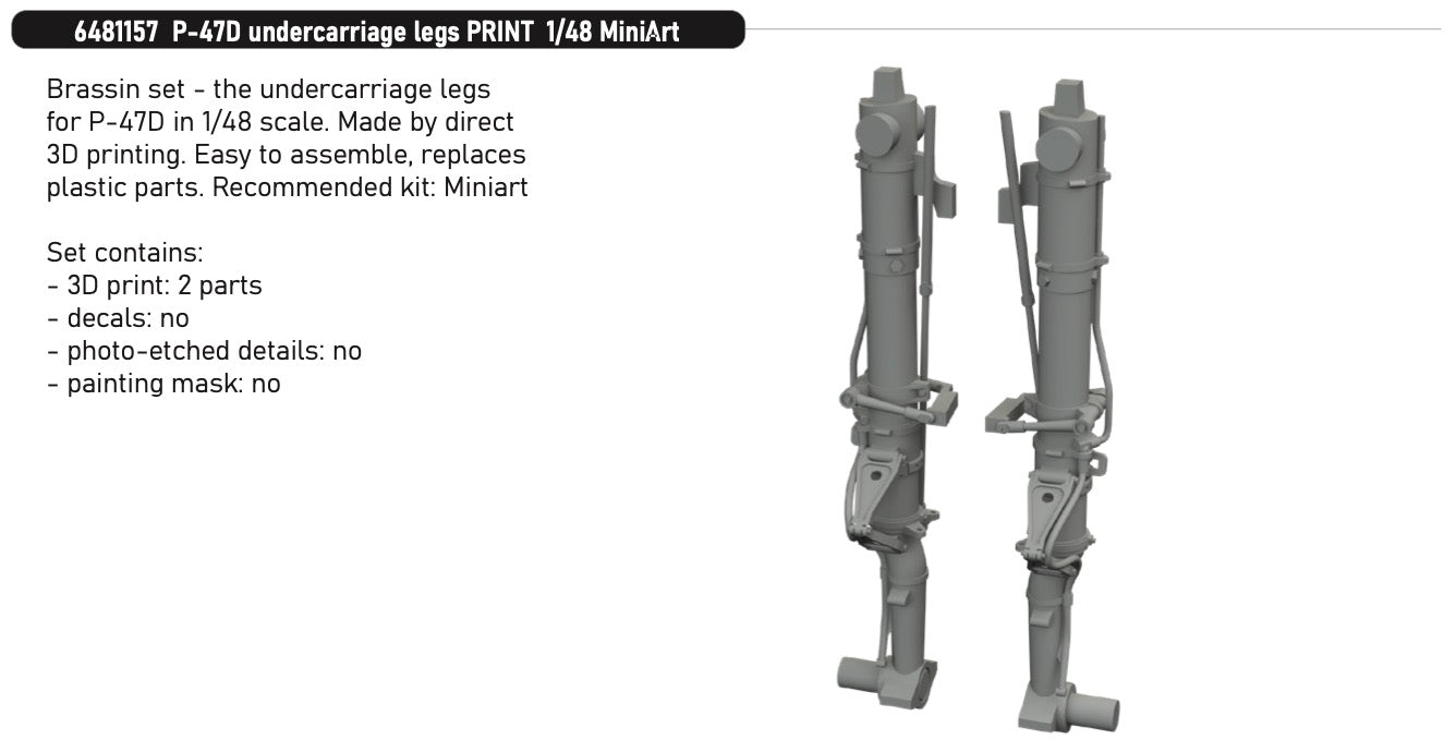 Eduard Brassin 6481157 1:48 Republic P-47D Thunderbolt undercarriage legs