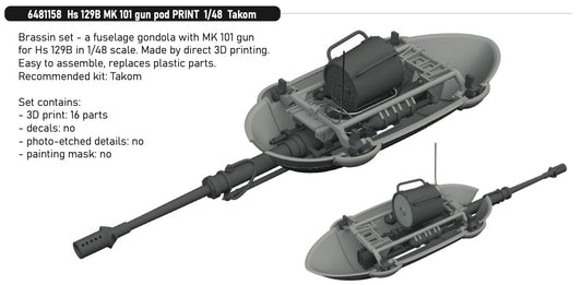 Eduard Brassin 6481158 1:48 Henschel Hs-129B MK 101 Gun Pod (3D-Printed)