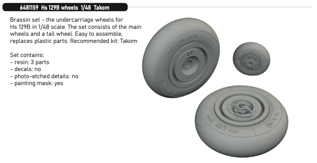 Eduard Brassin 6481159 1:48 Henschel Hs-129B wheels