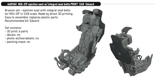 Eduard Brassin 6481160 1:48 Mikoyan MiG-21F ejection seat with integral seat belts