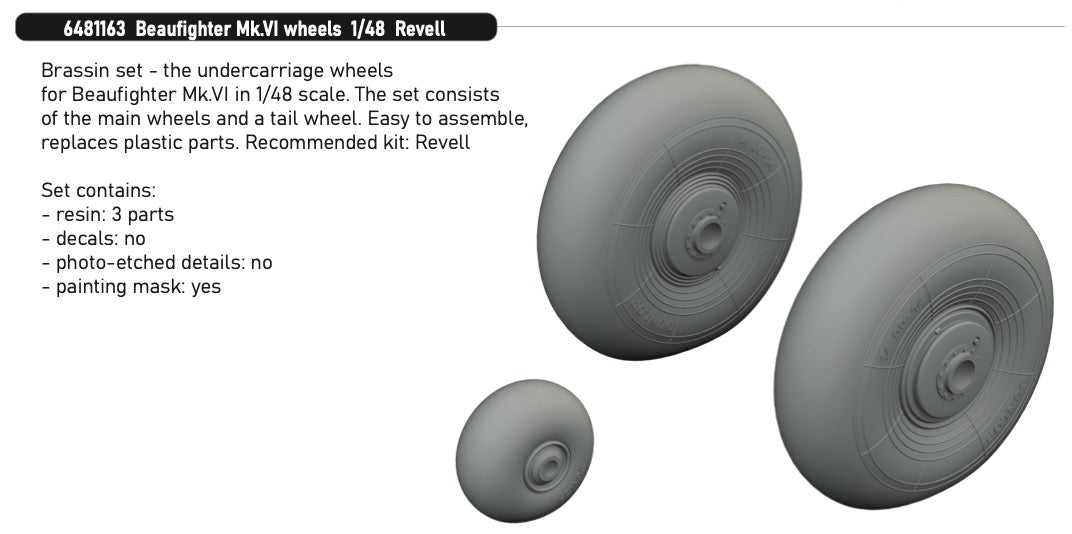 Eduard Brassin 6481163 1:48 Bristol Beaufighter Mk.VI wheels