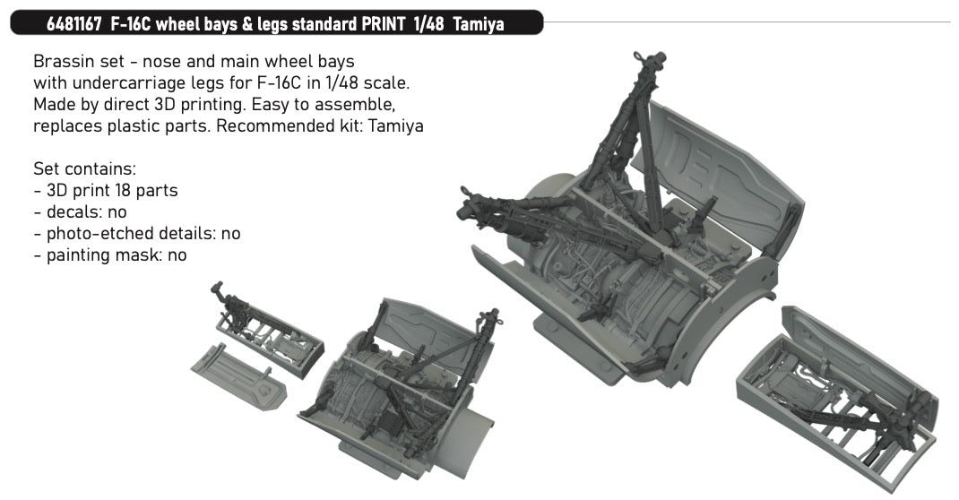 Eduard Brassin 6481167 1:48 Lockheed-Martin F-16C Wheel Bays & Legs Standard PRINT