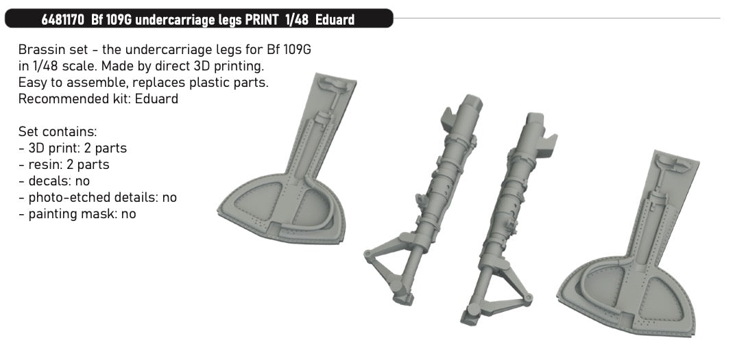 Eduard Brassin 6481170 1:48 Messerschmitt Bf-109G undercarriage legs