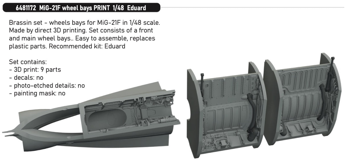 Eduard Brassin 6481172 1:48 Mikoyan MiG-21F Wheel Bays PRINT