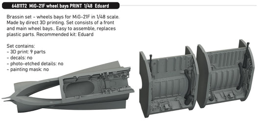 Eduard Brassin 6481172 1:48 Mikoyan MiG-21F Wheel Bays PRINT