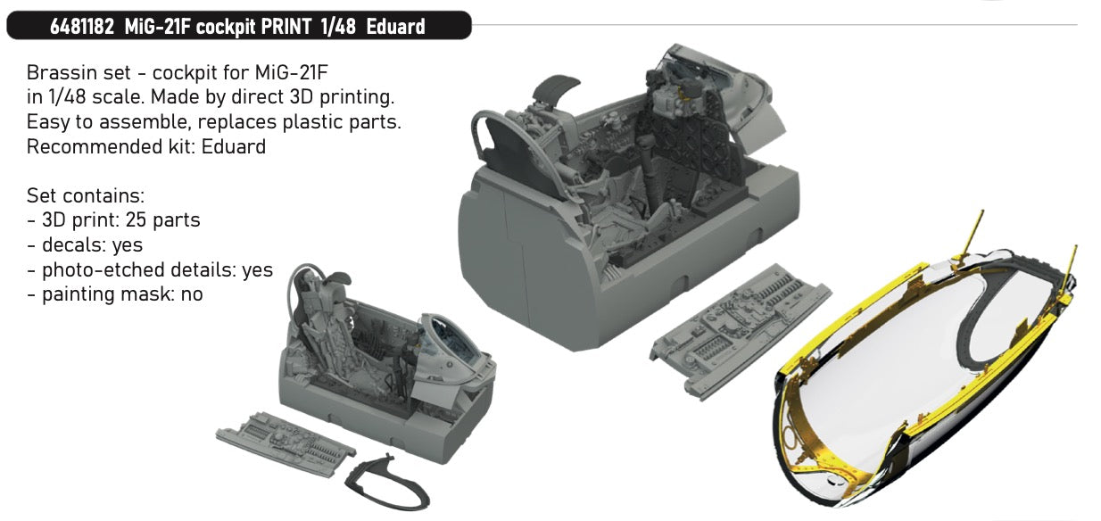 Eduard Brassin 6481182 1:48 Mikoyan MiG-21F cockpit PRINT