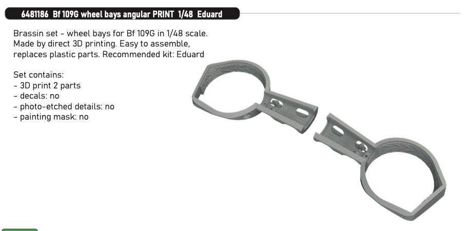 Eduard Brassin 6481186 1:48 Messerschmitt Bf-109G wheel bays angular