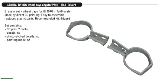 Eduard Brassin 6481186 1:48 Messerschmitt Bf-109G wheel bays angular
