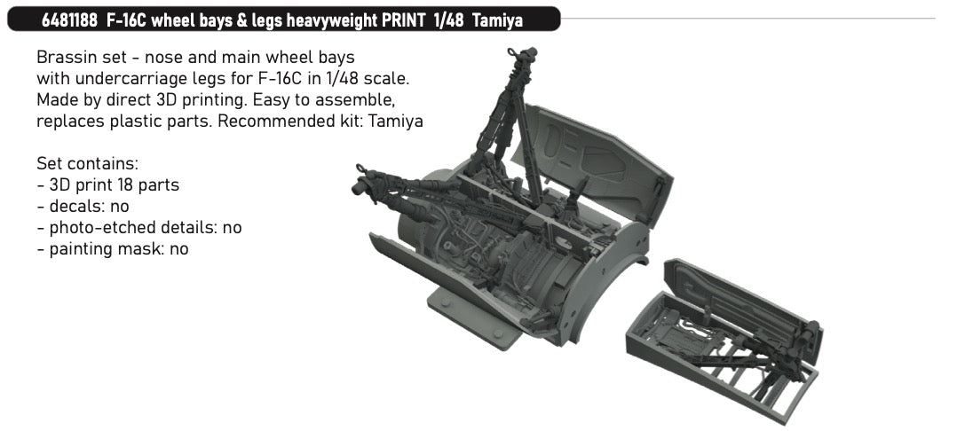 Eduard Brassin 6481188 1:48 Lockheed-Martin F-16C Wheel Bays & Legs Heavyweight PRINT