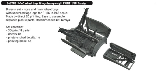 Eduard Brassin 6481188 1:48 Lockheed-Martin F-16C Wheel Bays & Legs Heavyweight PRINT