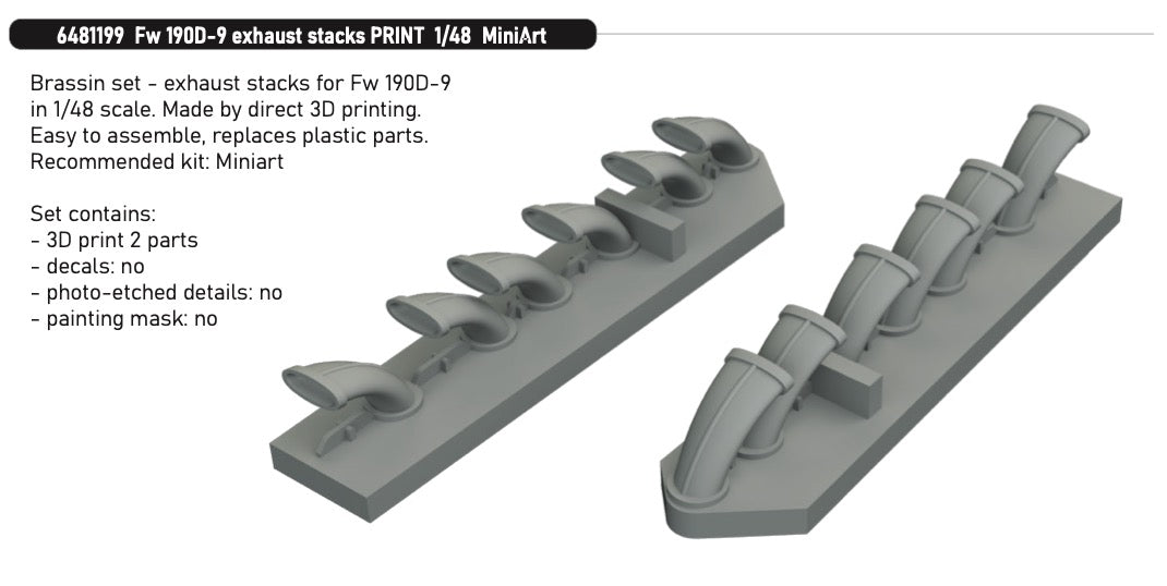 Eduard Brassin 6481199 1:48 Focke-Wulf Fw-190D-9 Exhaust Stacks PRINT