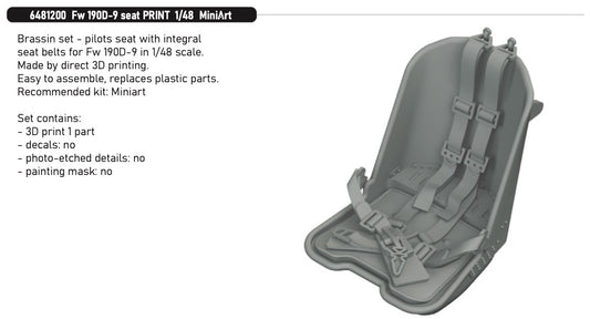 Eduard Brassin 6481200 1:48 Focke-Wulf Fw-190D-9 Seat PRINT