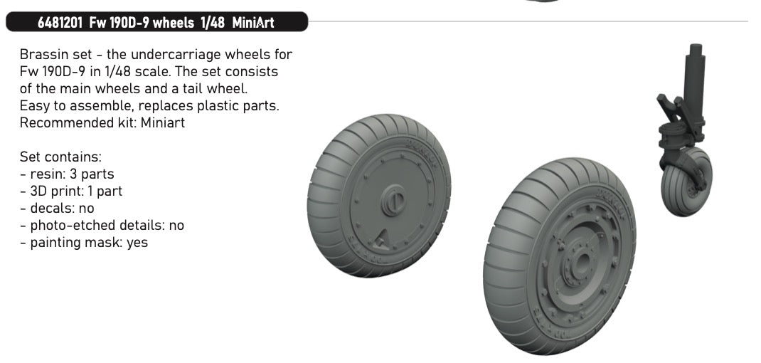 Eduard Brassin 6481201 1:48 Focke-Wulf Fw-190D-9 Wheels