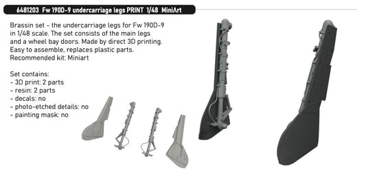 Eduard Brassin 6481203 1:48 Focke-Wulf Fw-190D-9 Undercarriage Legs PRINT