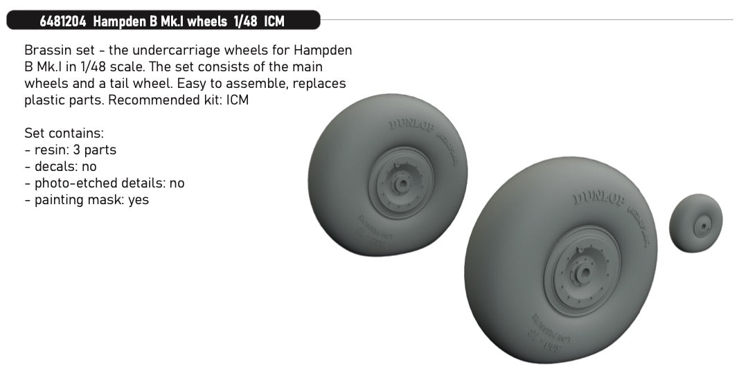 Eduard Brassin 6481204 1:48 Handley-Page Hampden B Mk.I Wheels