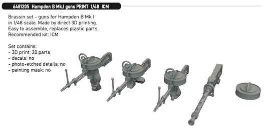 Eduard Brassin 6481205 1:48 Handley-Page Hampden B Mk.I Guns PRINT