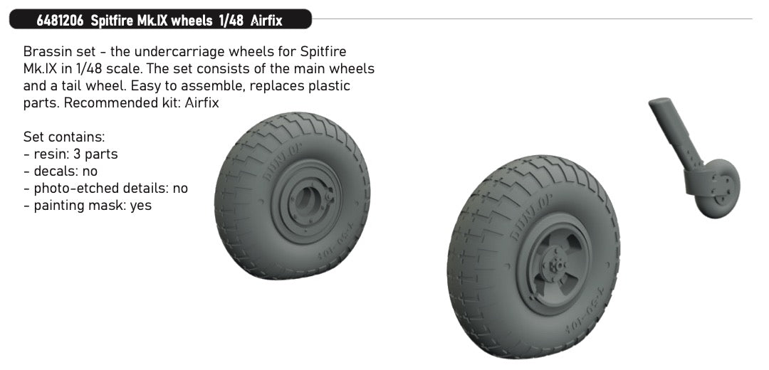 Eduard Brassin 6481206 1:48 Supermarine Spitfire Mk.IXe Wheels