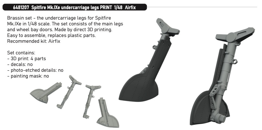 Eduard Brassin 6481207 1:48 Supermarine Spitfire Mk.IXe Undercarriage Legs PRINT