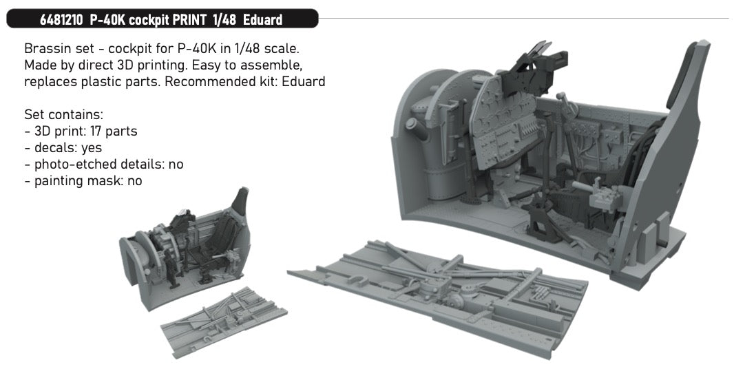 Eduard Brassin 6481210 1:48 Curtiss P-40K Cockpit PRINT