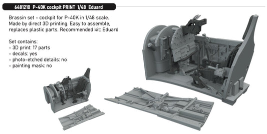 Eduard Brassin 6481210 1:48 Curtiss P-40K Cockpit PRINT