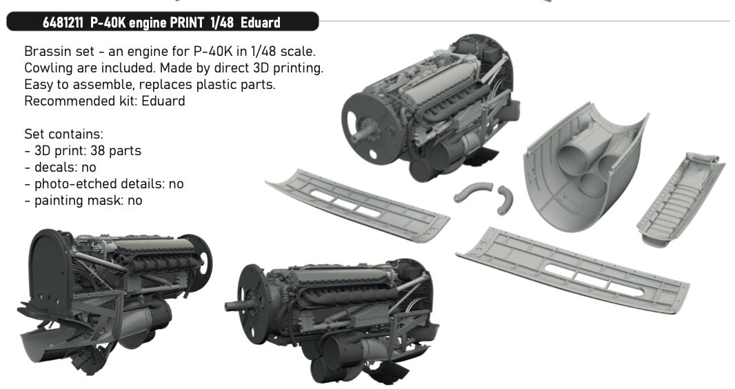 Eduard Brassin 6481211 1:48 Curtiss P-40K Engine PRINT