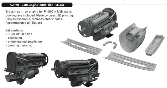 Eduard Brassin 6481211 1:48 Curtiss P-40K Engine PRINT