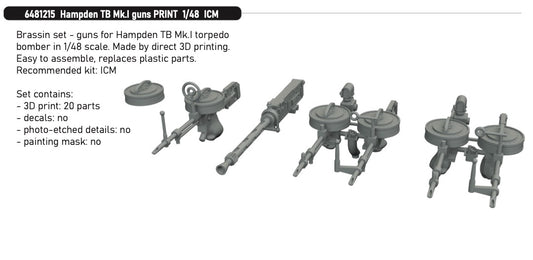 Eduard Brassin 6481215 1:48 Handley-Page Hampden TB Mk.I Guns PRINT