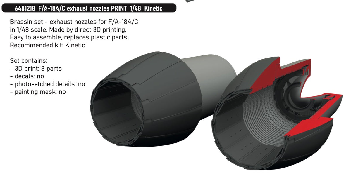 Eduard Brassin 6481218 1:48 Lockheed-Martin F/A-18A/F/A-18C Exhaust Nozzles PRINT