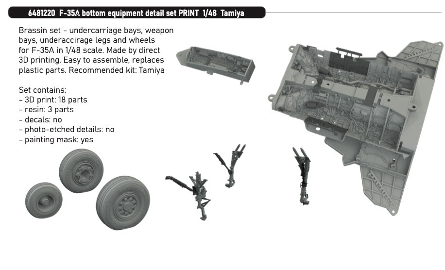 Eduard Brassin 6481220 1:48 Lockheed-Martin F-35A bottom equipment detail set 3D-printed