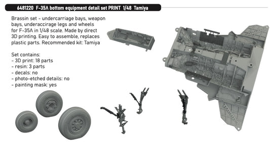 Eduard Brassin 6481220 1:48 Lockheed-Martin F-35A bottom equipment detail set 3D-printed