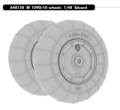 Eduard Brassin 648158 1:48 Messerschmitt Bf-109G-10 wheels with weighted tyre effect
