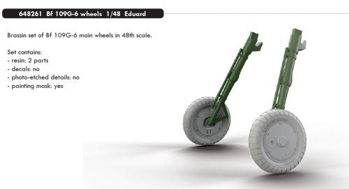 Eduard Brassin 648261 1:48 Messerschmitt Bf-109G-6 wheels with weighted tyre effect