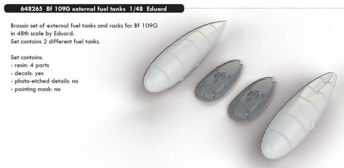 Eduard Brassin 648265 1:48 Messerschmitt Bf-109G-2/Bf-109G-5/Bf-109G-6 external fuel tanks