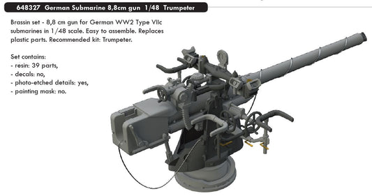 Eduard Brassin 648327 1:48 German Submarine 88mm gun for DKM U-Boat Type VIIC U-552