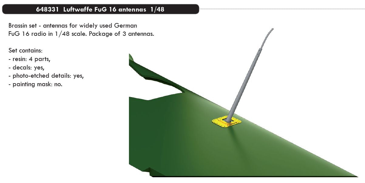 Eduard Brassin 648331 1:48 Luftwaffe FuG 16 antennas