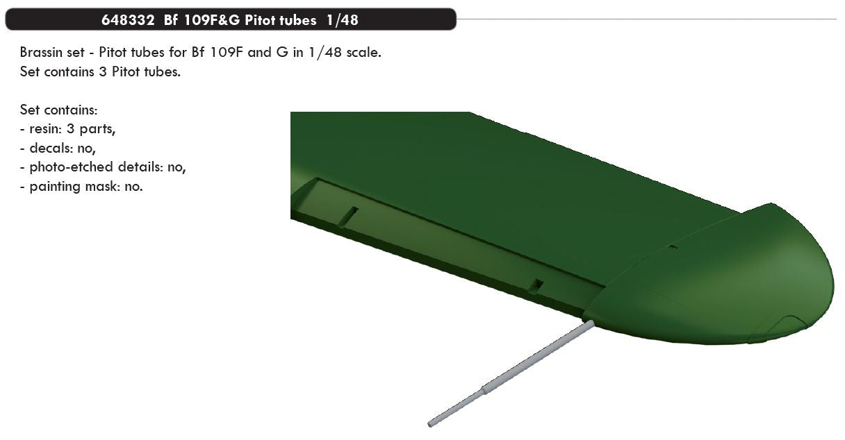 Eduard Brassin 648332 1:48 Messerschmitt Bf-109F-4/Bf-109G Pitot tubes