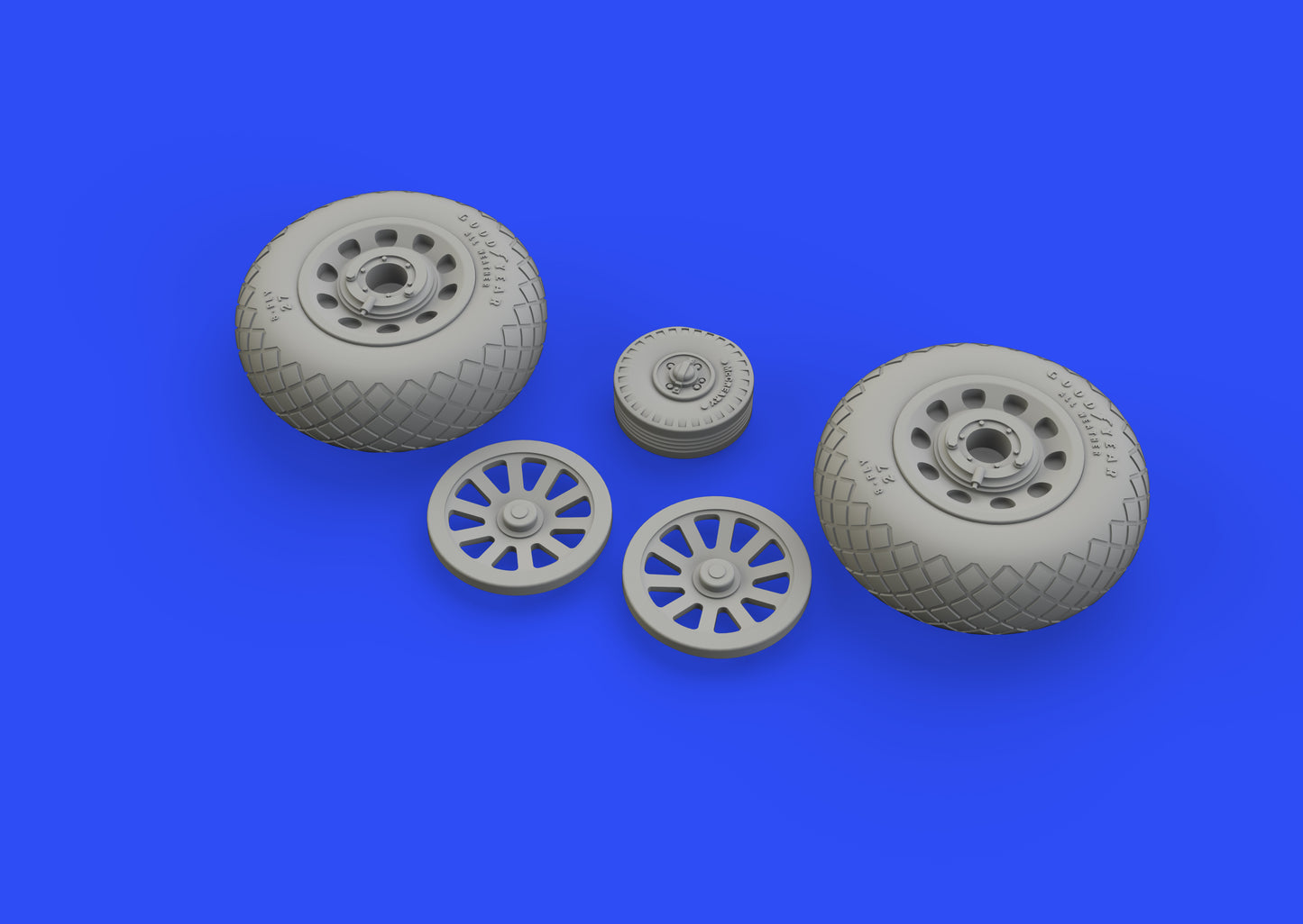 Eduard Brassin 648511 1:48 North-American P-51D Mustang wheels with weighted tyre effect diamond tread 2