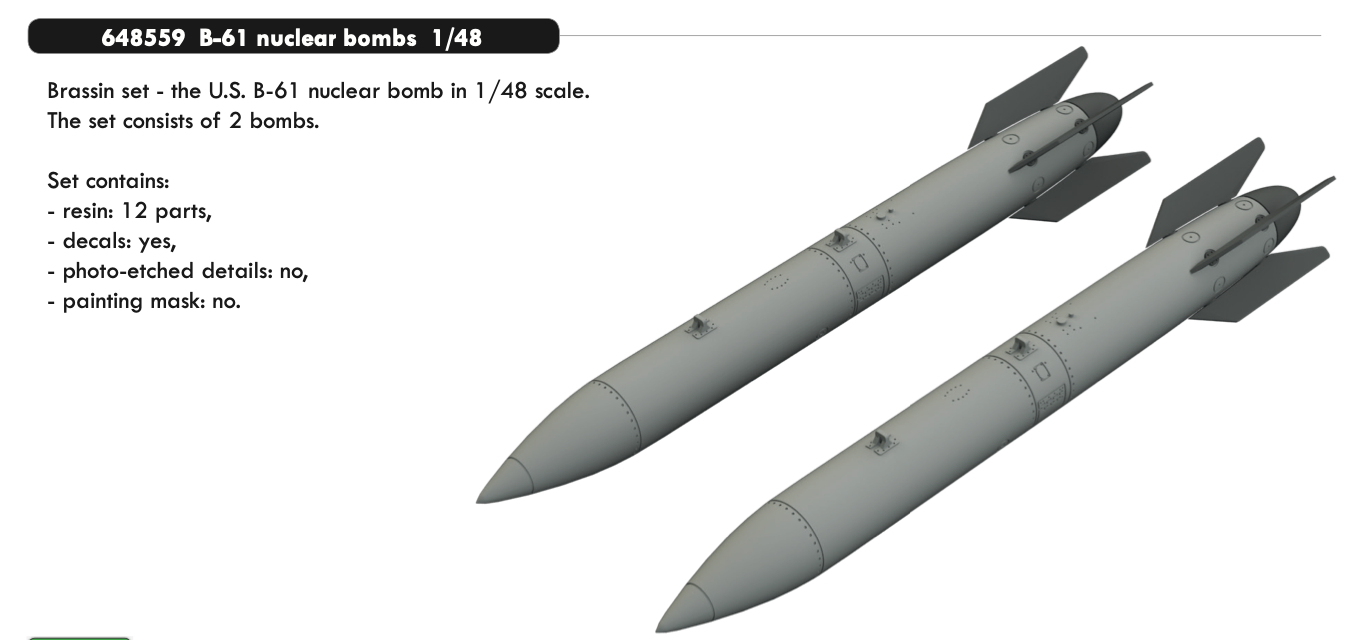 Eduard Brassin 648559 1:48 B61 nuclear bombs