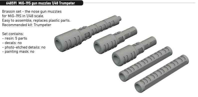 Eduard Brassin 648591 1:48 Mikoyan MiG-19S gun muzzles