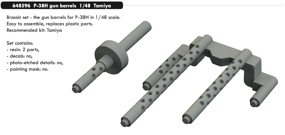 Eduard Brassin 648596 1:48 Lockheed P-38H Lightning gun barrels