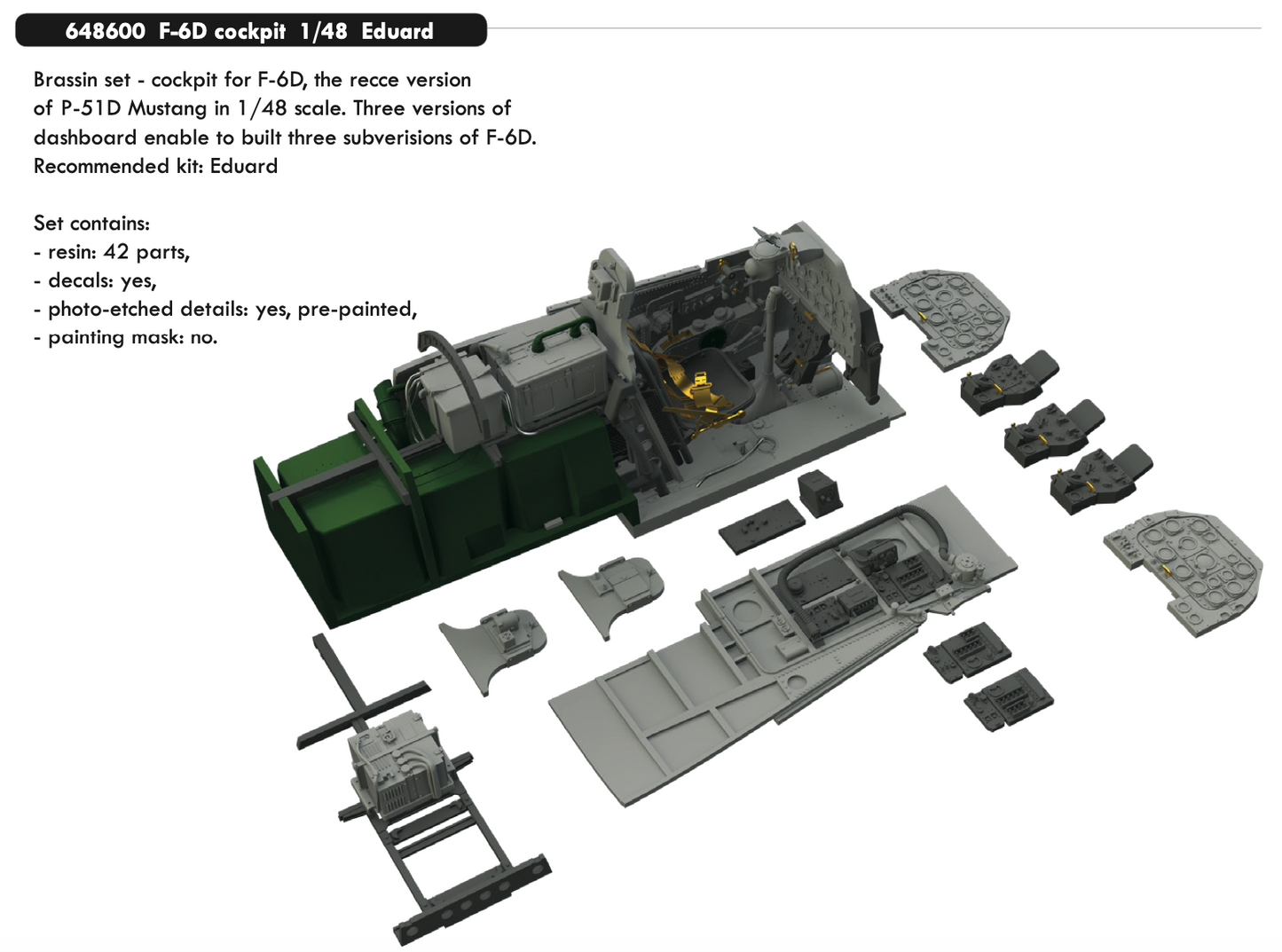 Eduard Brassin 648600 1:48 North-American F-6D/K Mustang cockpit