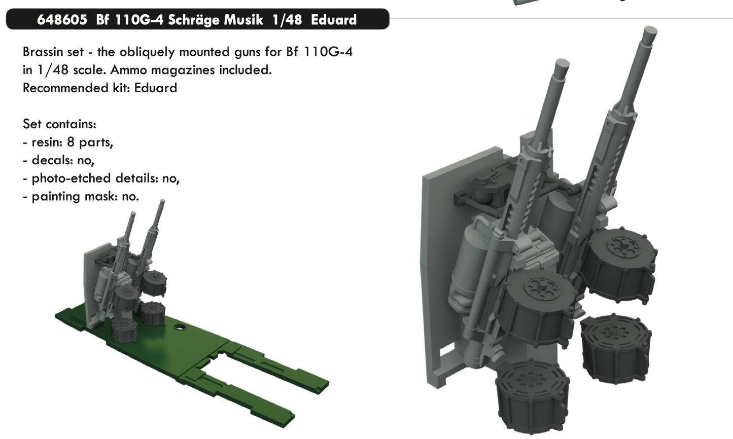 Eduard Brassin 648605 1:48 Messerschmitt Bf-110G-4 Schrage Musik