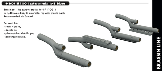 Eduard Brassin 648606 1:48 Messerschmitt Bf-110G-4 exhaust stacks