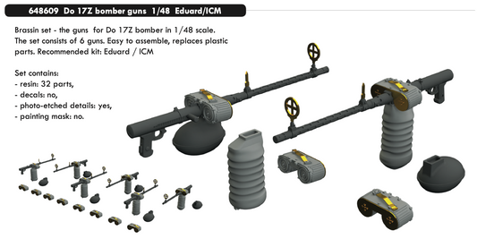 Eduard Brassin 648609 1:48 Dornier Do-17Z bomber guns