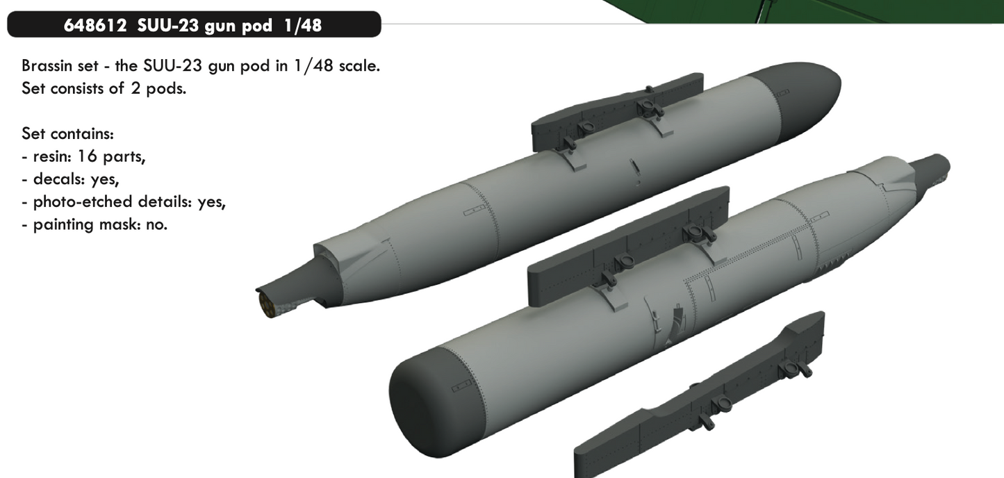 Eduard Brassin 648612 1:48 SUU-23 gun pod
