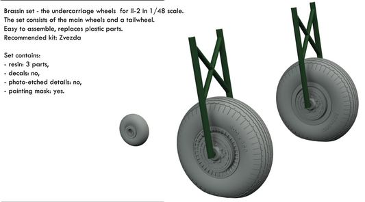 Eduard Brassin 648617 1:48 Ilyushin Il-2 Stormovik wheels with weighted tyre effect