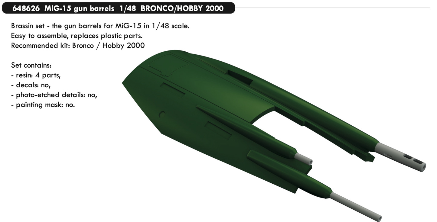 Eduard Brassin 648626 1:48 Mikoyan MiG-15 gun barrels