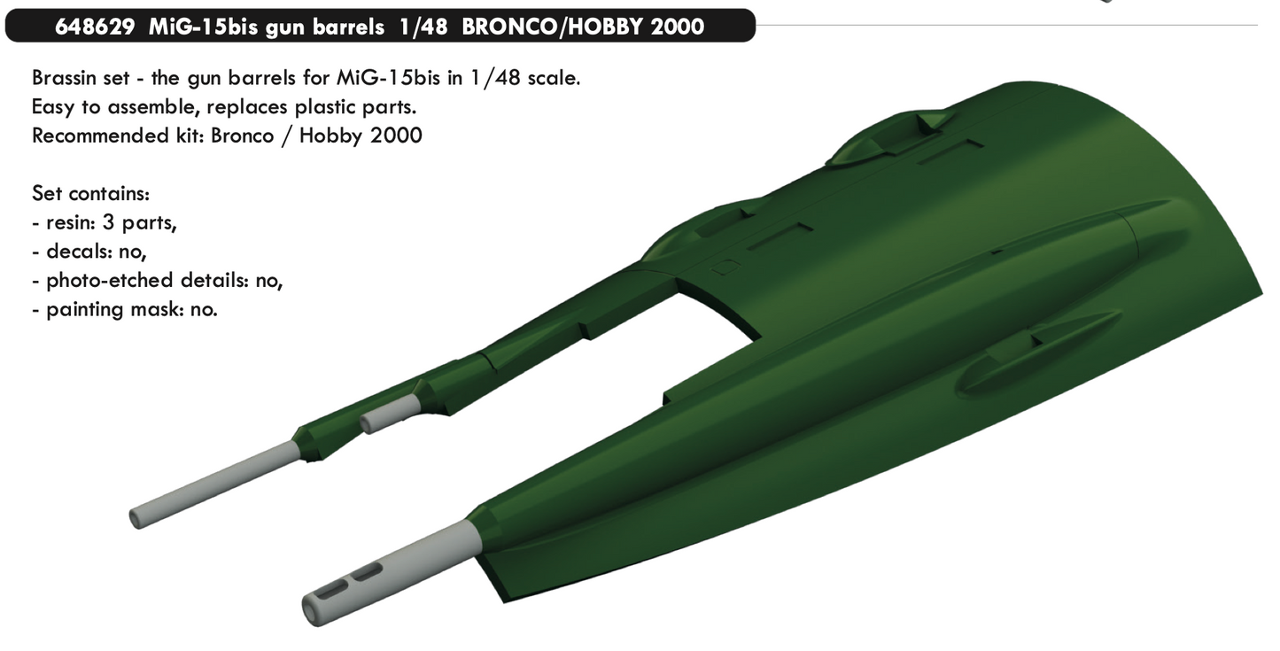 Eduard Brassin 648629 1:48 Mikoyan MiG-15bis gun barrels