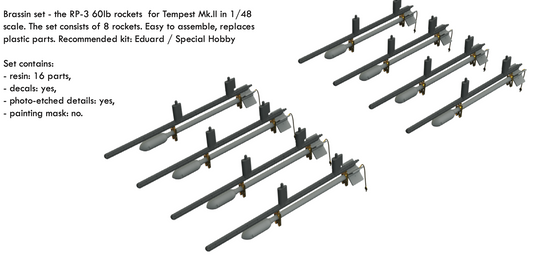 Eduard Brassin 648641 1:48 RP-3 60lb rockets for Hawker Tempest Mk.II